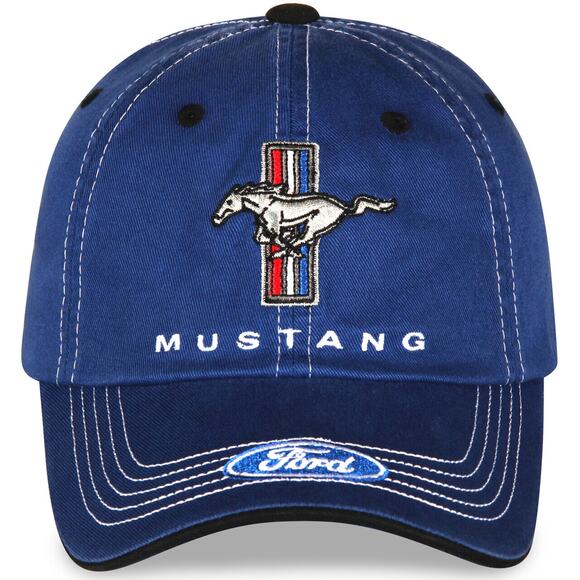 Ford Mustang Men's Official Licensed Embroidered Mustang Logo Hat Cap - Blue - Picture 2 of 7